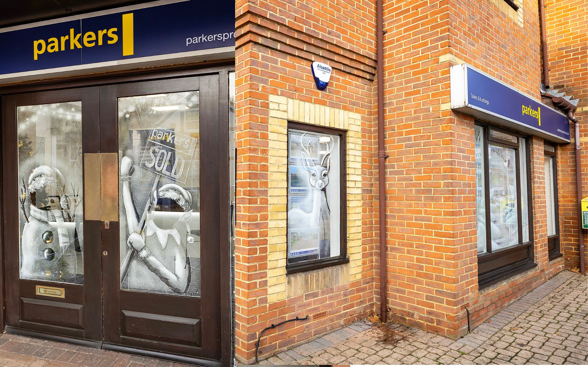Christmas window display of Parks Estate Agents