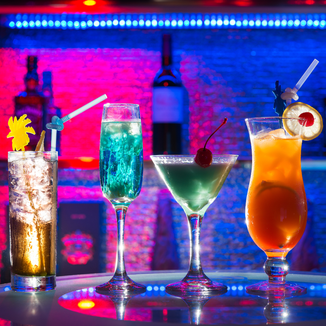 Four colourful cocktails