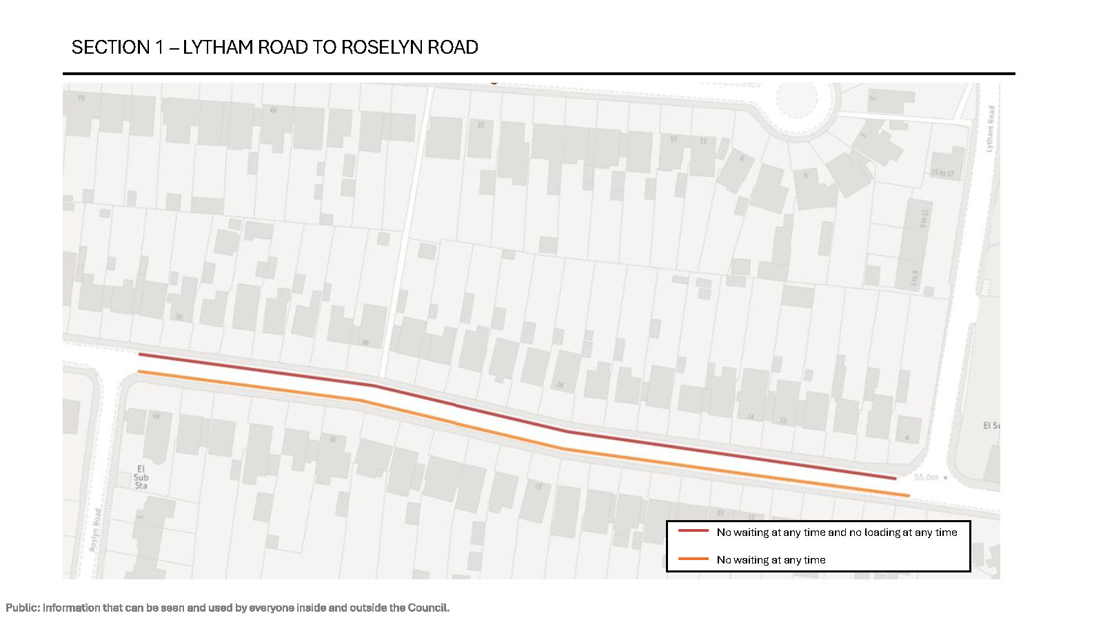 Map with the TRO restrictions on Woodlands Avenue, Woodley
