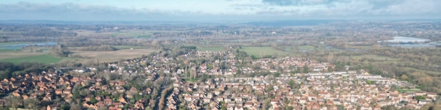 An aerial image of Charvil parish
