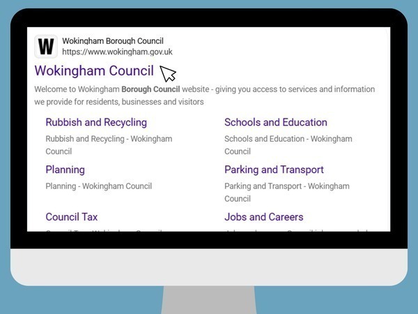 Wokingham Borough Council in a search engine