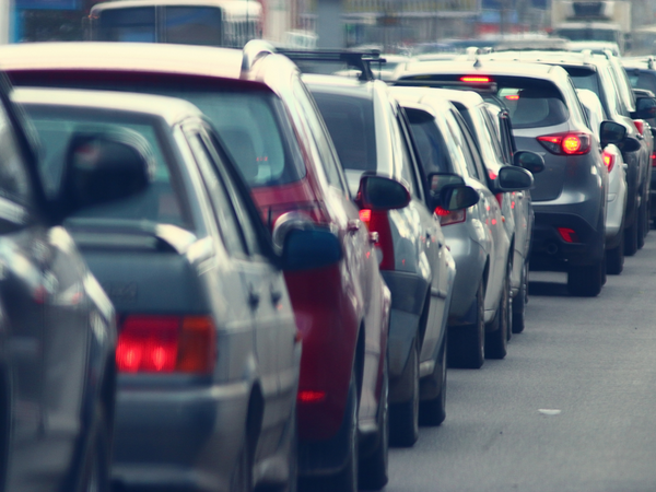 Cars in a traffic jam