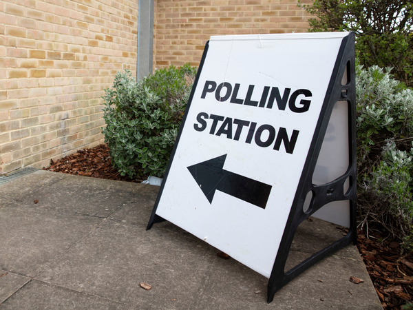 Polling station sign