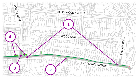 Map of Woodlands Avenue East